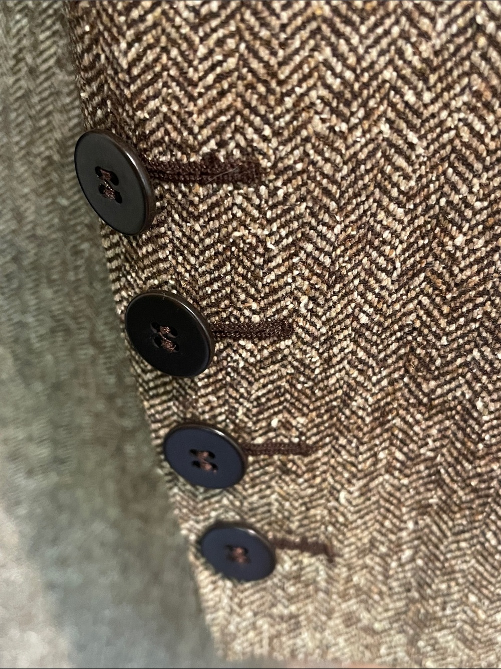 Paul Costelloe Designer Luxury Silk Wool Herringbone Peplum Skirt Suit Size 4 - Picture 5 of 12